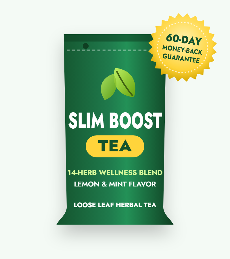 Slim Boost Tea slimming tea pouch with 60-day money-back guarantee
